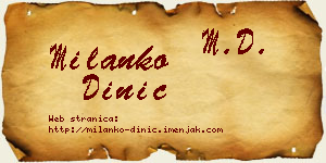 Milanko Dinić vizit kartica